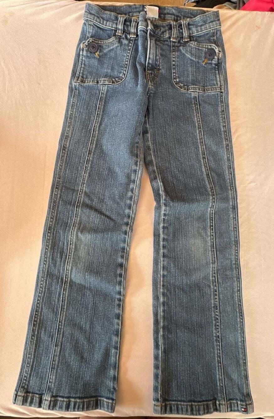 H308 Tommy Hilfiger Size 8 Straight Leg Jeans with Button Pockets Girls